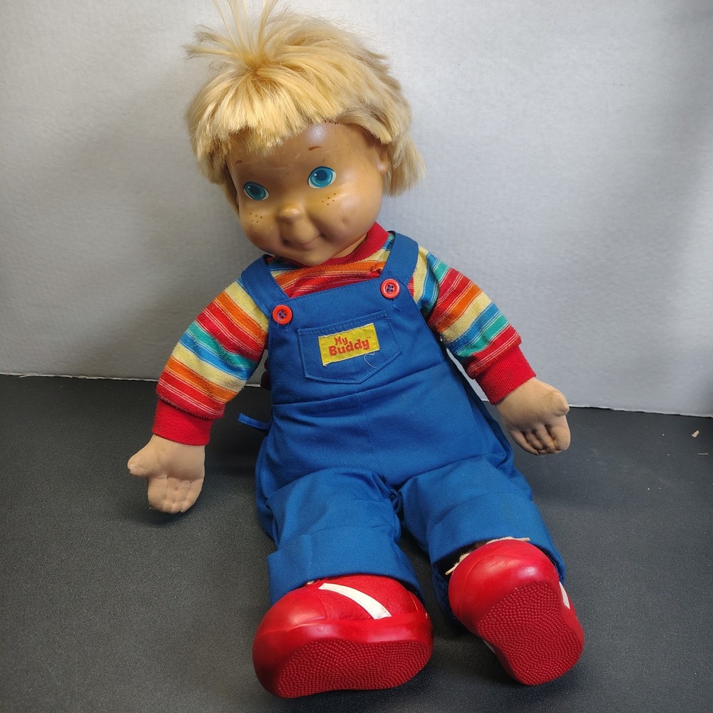 VINTAGE 1986 MY BUDDY DOLL~BLONDE HAIR BLUE EYES~W HAT & SHOES~HASBRO PLAYSKOOL